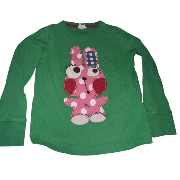 Mini Boden Girl's Long Sleeve Embroidered Floral Frilly Top in Boto